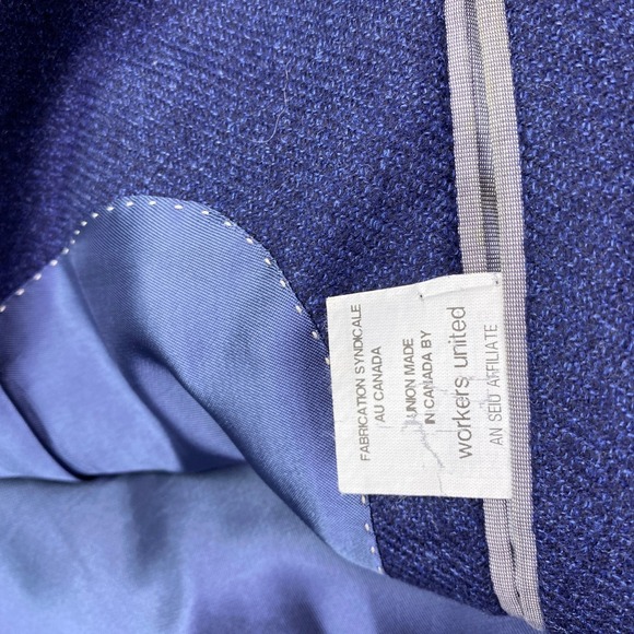 Gene Hiller Loro Piana Canada Wool Blazer Men Sz 42S Blue Herringbone Sport Coat - Picture 12 of 14
